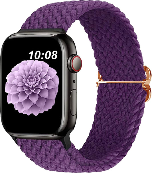 Braided Bands Compatible with Apple Watch Band 42Mm 44Mm 45Mm 49Mm for Women Men, Stretchy Braided Solo Loop Watch Band for Iwatch Series 8 7 6 5 4 3 2 1 Ultra SE (38/40/41Mm, Purple)  DOBSTFY   