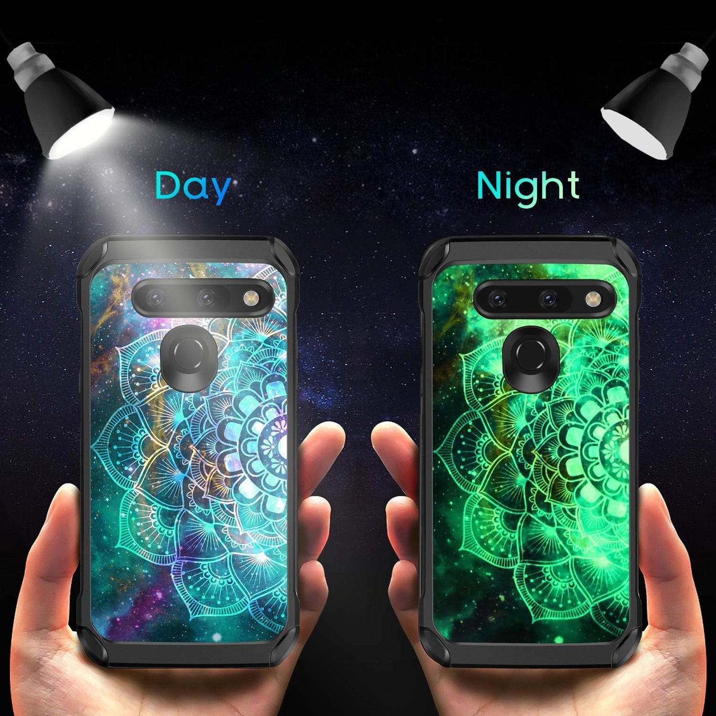 BENTOBEN Compatible with LG G8 Thinq/Lg G8 Case, Shockproof Glow in the Dark Luminous 2 in 1 Hard PC Soft TPU Bumper Protective Phone Case Cover for LG G8 Thin Q/LG G8 2019 Release, Mandala in Galaxy  BENTOBEN   
