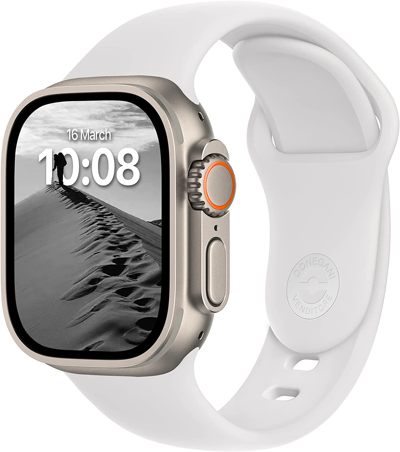 DONEGANI Sport Bands Compatible with Apple Watch Band Series Ultra 8 7 6 5 4 3 2 1 Se｜49Mm 45Mm 44Mm 42Mm Men Women in Color Orange｜Silicone FKM Bracelet Strap  DONEGANI White 41mm｜40mm｜38mm 