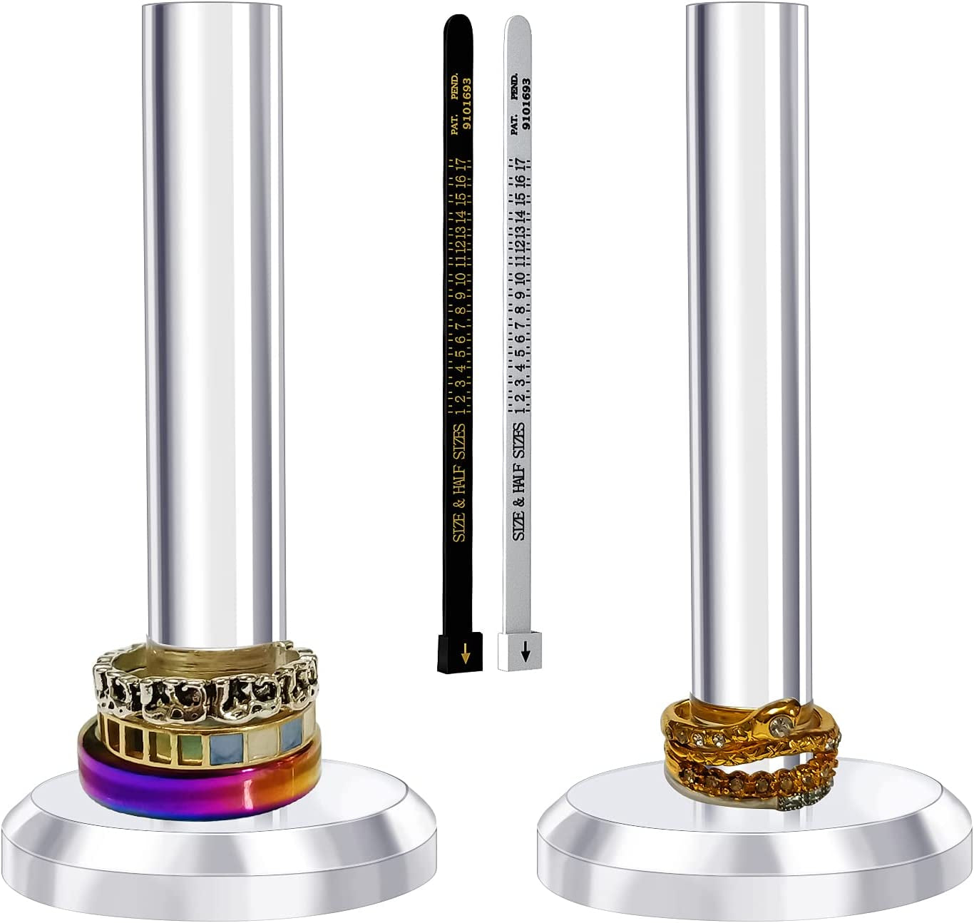 2 Pcs Ring Holder for Jewelry Hand Ring Holder Jewelry Stand, Jewelry Display Stand Ring Storage Holder Crystal Clear Acrylic, Finger Ring Jewelry Ring/Wedding Ring Display Ring Organizer for Women  Hsufeng   