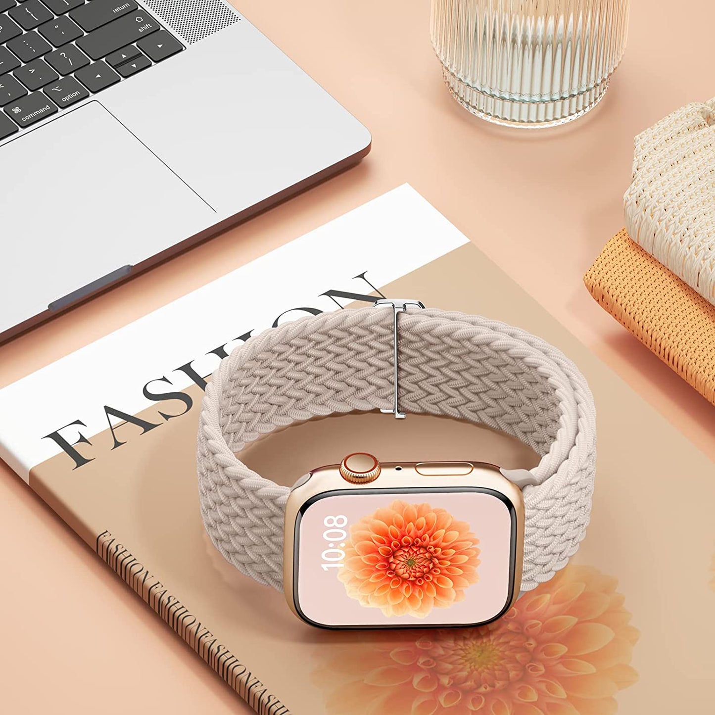 OHOTLOVE Braided Solo Loop Compatible with Apple Watch Band 41Mm 40Mm 38Mm 49Mm 45Mm 44Mm 42Mm Women Men, Nylon Adjustable Stretchy Bands Elastic Sport for Iwatch Series 8 7 6 5 4 3 2 1 SE Ultra  OHOTLOVE   