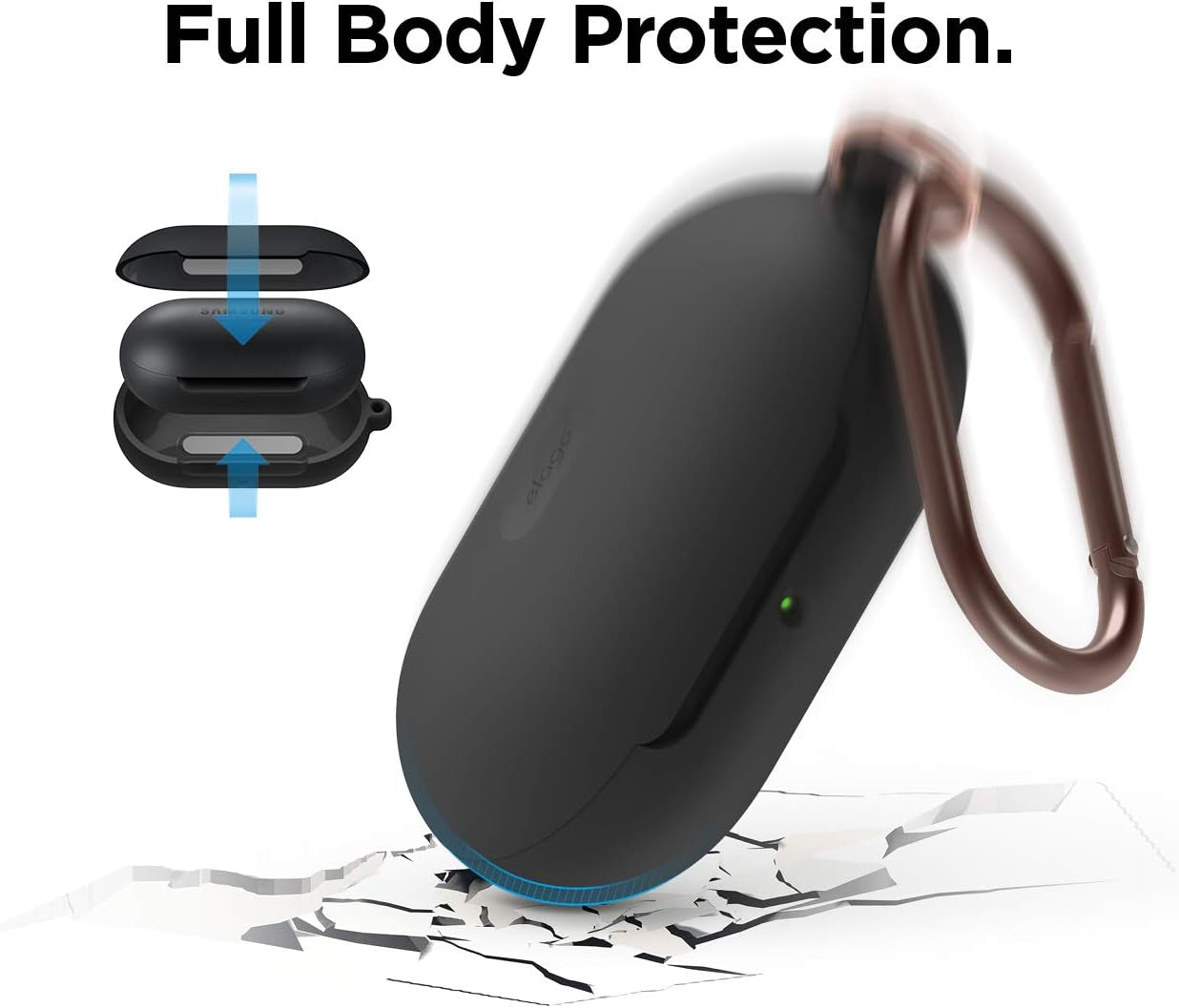 Elago Silicone Case Designed for Samsung Galaxy Buds plus Case (2020) / Galaxy Buds Case (2019) [Black] - Full Body Protection, Adhesive Gel Pad, Wireless Charging  elago   