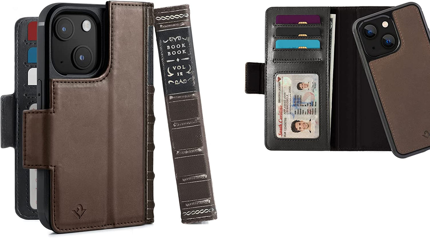 Twelve South Bookbook for Iphone 14 plus | Magsafe Compatible Full-Grain Leather Wallet Case with Display Stand + Removable Stand-Alone Leather Accent Case, Brown  Twelve South Brown BookBook iPhone 13 Mini