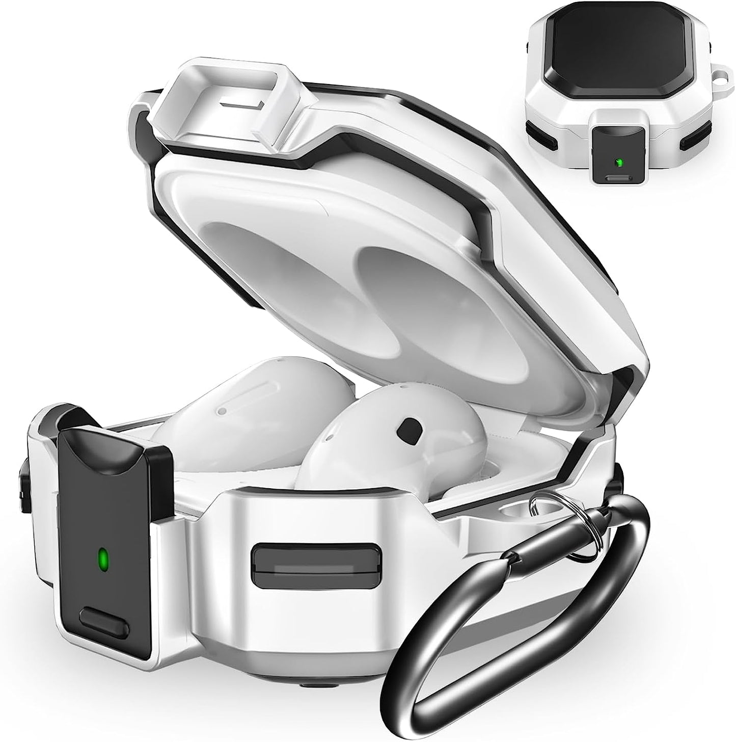 (With Secure Lock) Armor Case Cover for Samsung Galaxy Buds2 Pro Case(2022) /Galaxy Buds Pro Case(2021) /Galaxy Buds 2 Case (2021) /Galaxy Buds Live Case(2020) with Keychain/Zipper Box/Brush -Blue  Galafoki White  