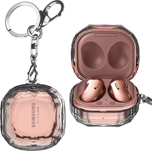 Miimall Compatible with Samsung Galaxy Buds 2 Pro 2022/ Galaxy Buds 2 Case 2021/ Galaxy Buds Pro Case 2021/ Galaxy Buds Live 2020 Case Cover Crystal Case for Samsung Earbuds with Keychain(Clear)  Miimall   
