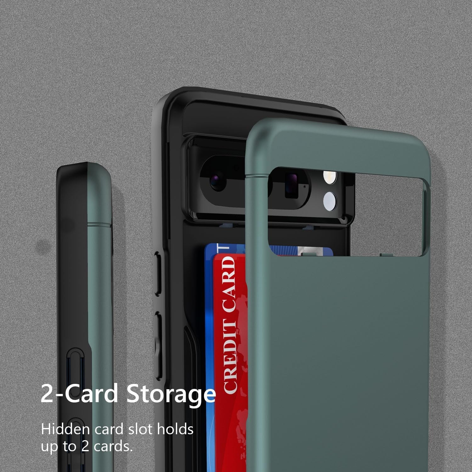 Teelevo Wallet Case for Google Pixel 8 Pro, Dual Layer Case with Card Slot Holder and Kickstand for Google Pixel 8 Pro - Dark Green  Teelevo   