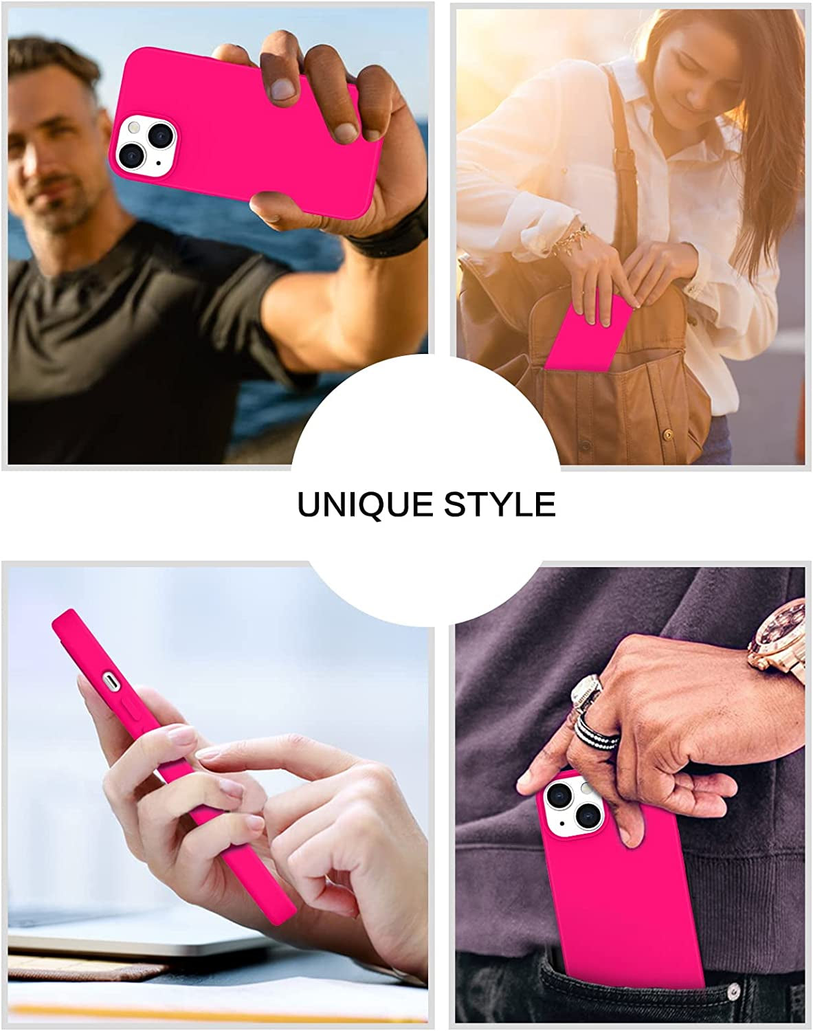 BENTOBEN Compatible with Iphone 14 Case, Soft Silicone Gel Rubber Bumper Microfiber Lining Hard Back Shockproof Protective Phone Cover for Iphone 14 6.1", Hot Pink  BENTOBEN   