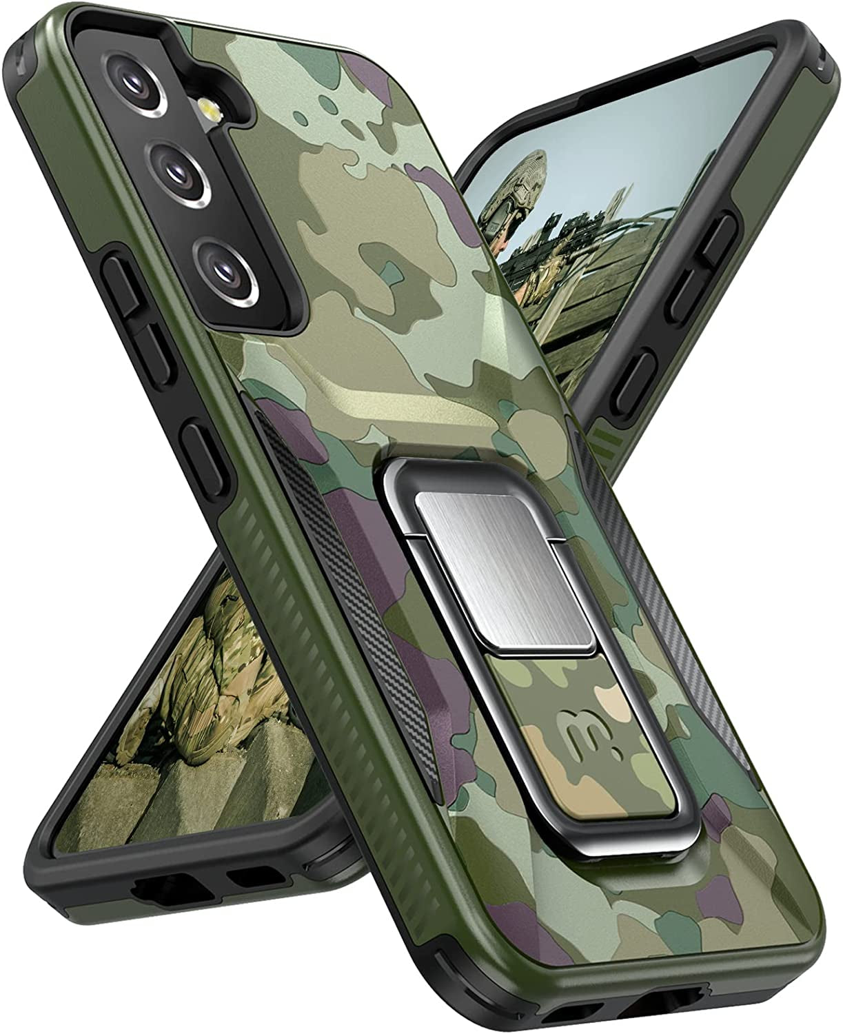 MYBAT Pro Shockproof Stealth Series Case for Samsung Galaxy S22 Ultra Case with Stand 6.8 Inch, Support Magnetic Car Mount, Heavy Duty Military Grade Drop Protective Case with Kickstand - Plum  Valor Communication Inc Army Green Camo Samsung Galaxy S22 Plus 