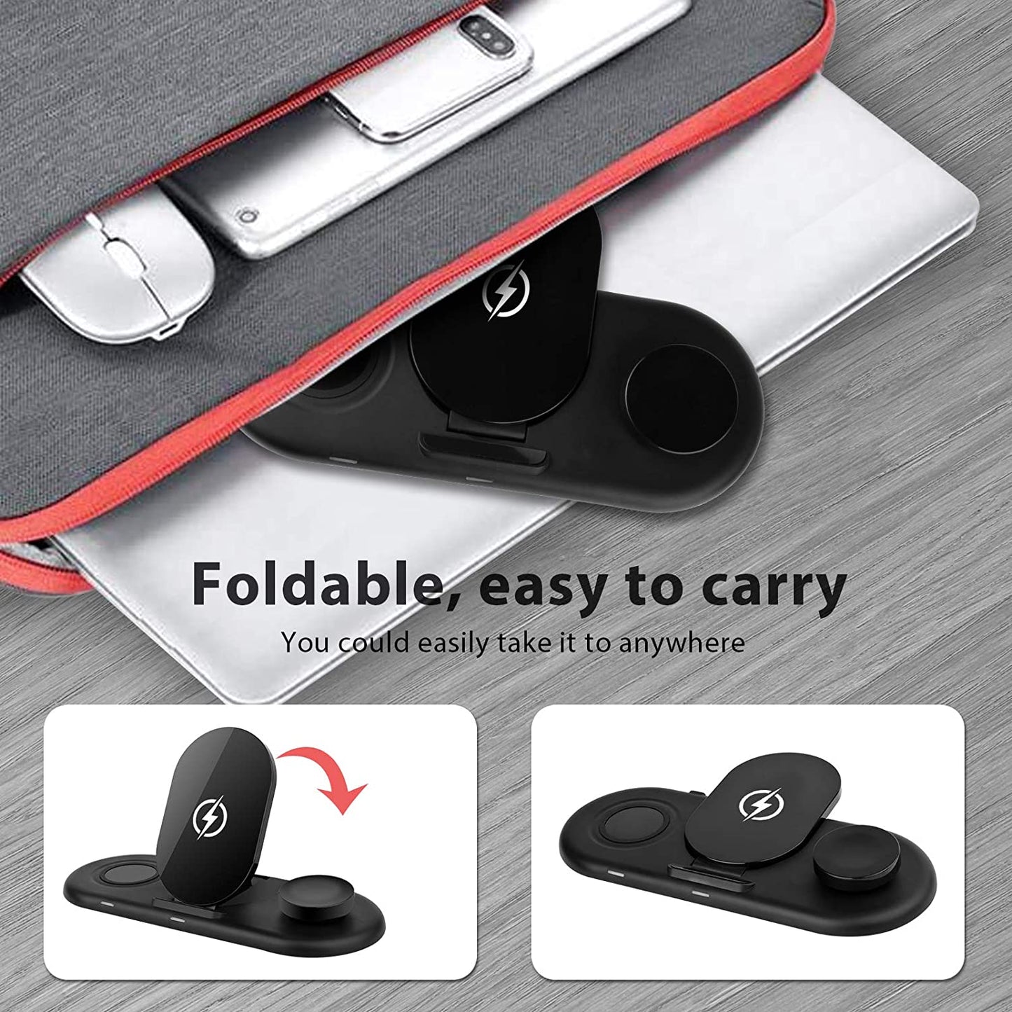 Wireless Charging Station 3 in 1, Fast Wireless Charger for Samsung Galaxy Watch 4, Active 2 Series and Galaxy Buds Series, Phone Charger Stand Dock Compatible with Samsung Galaxy S22 S20 Note(Black)  Shenzhen Xuanfeng Innovations Technology Co., Ltd.   