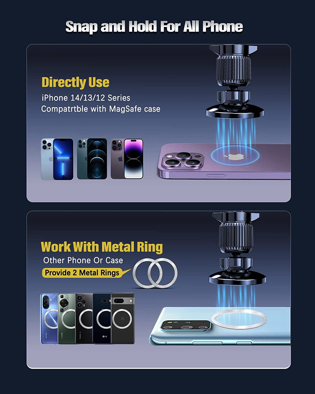 2 Pack Magsafe Car Mount [20 Powerful Magnets] Magnetic Phone Holder for Car Hands Free Iphone Car Holder Mount 360° Adjustable Air Vent Phone Holder Fit for Iphone 14 13 12 Series and Magsafe Case  shenzhen gamily technology co.,ltd   