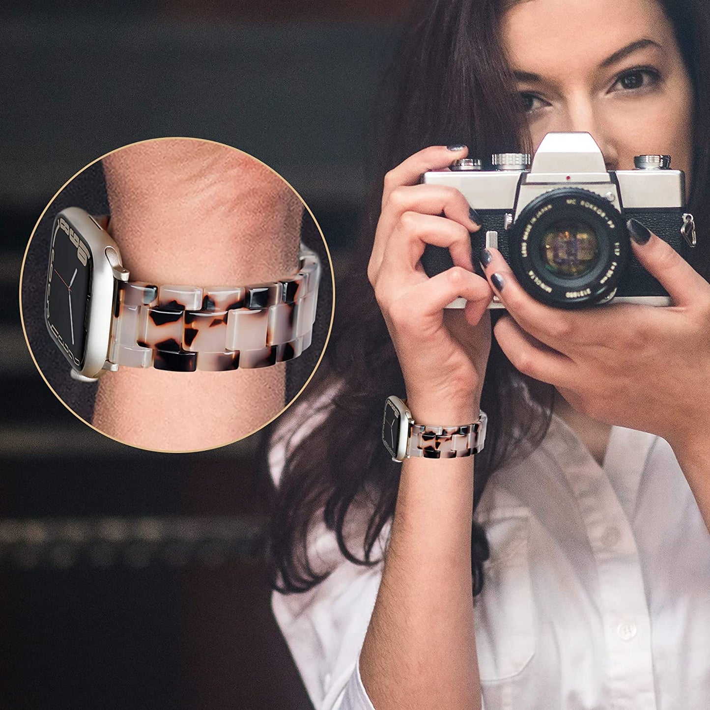 Vamyzji Compatible with Apple Watch Band 41Mm 40Mm 38Mm or 49Mm 45Mm 44Mm 42Mm, Light Waterproof Easy Adjustable Resin Replacement Iwatch Band for Apple Watch Ultra Series 8 Series 7 6 SE 5 4 3 2 1  Vamyzji   