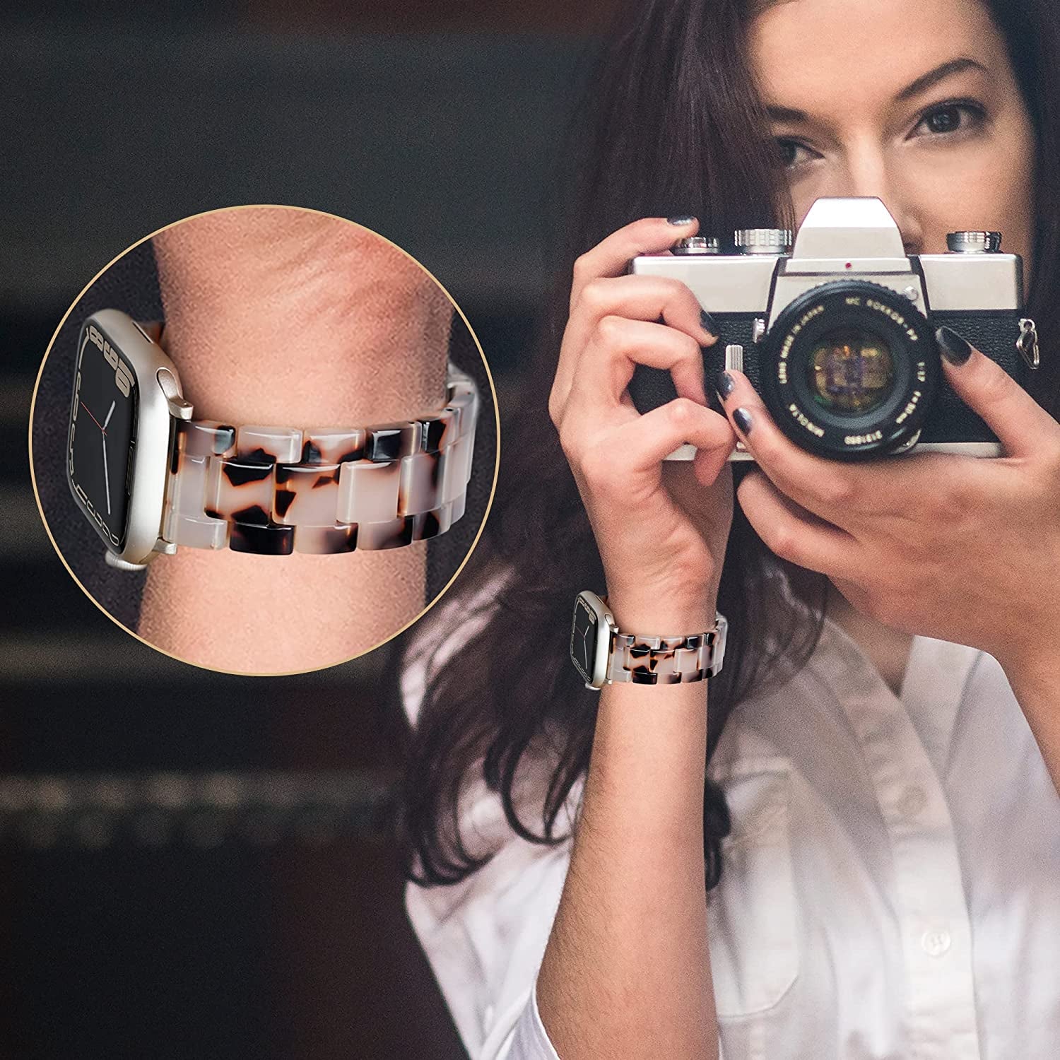 Vamyzji Compatible with Apple Watch Band 41Mm 40Mm 38Mm or 49Mm 45Mm 44Mm 42Mm, Light Waterproof Easy Adjustable Resin Replacement Iwatch Band for Apple Watch Ultra Series 8 Series 7 6 SE 5 4 3 2 1  Vamyzji   