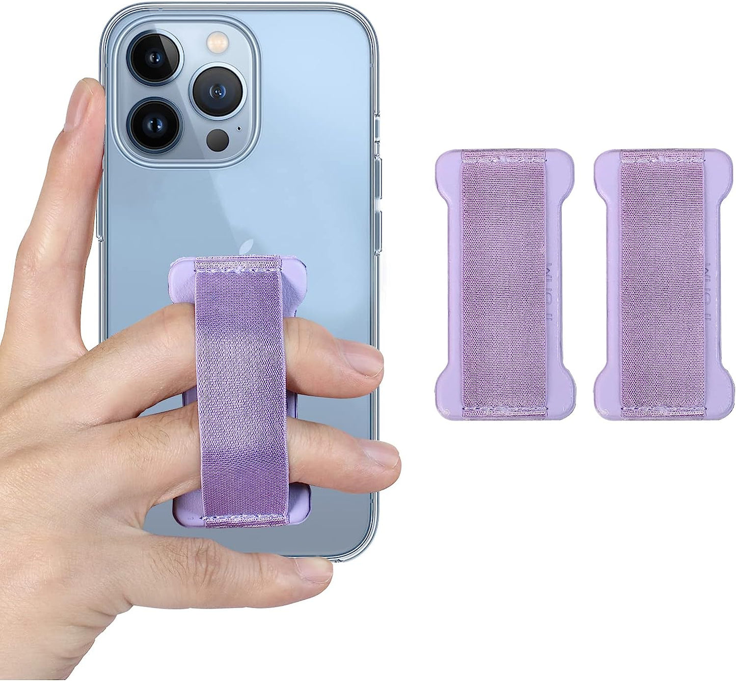 WUOJI - Finger Strap Phone Holder - Ultra Thin Anti-Slip Universal Cell Phone Grips Band Holder for Back of Phone - 2Pack(Black)  WUOJI Purple  