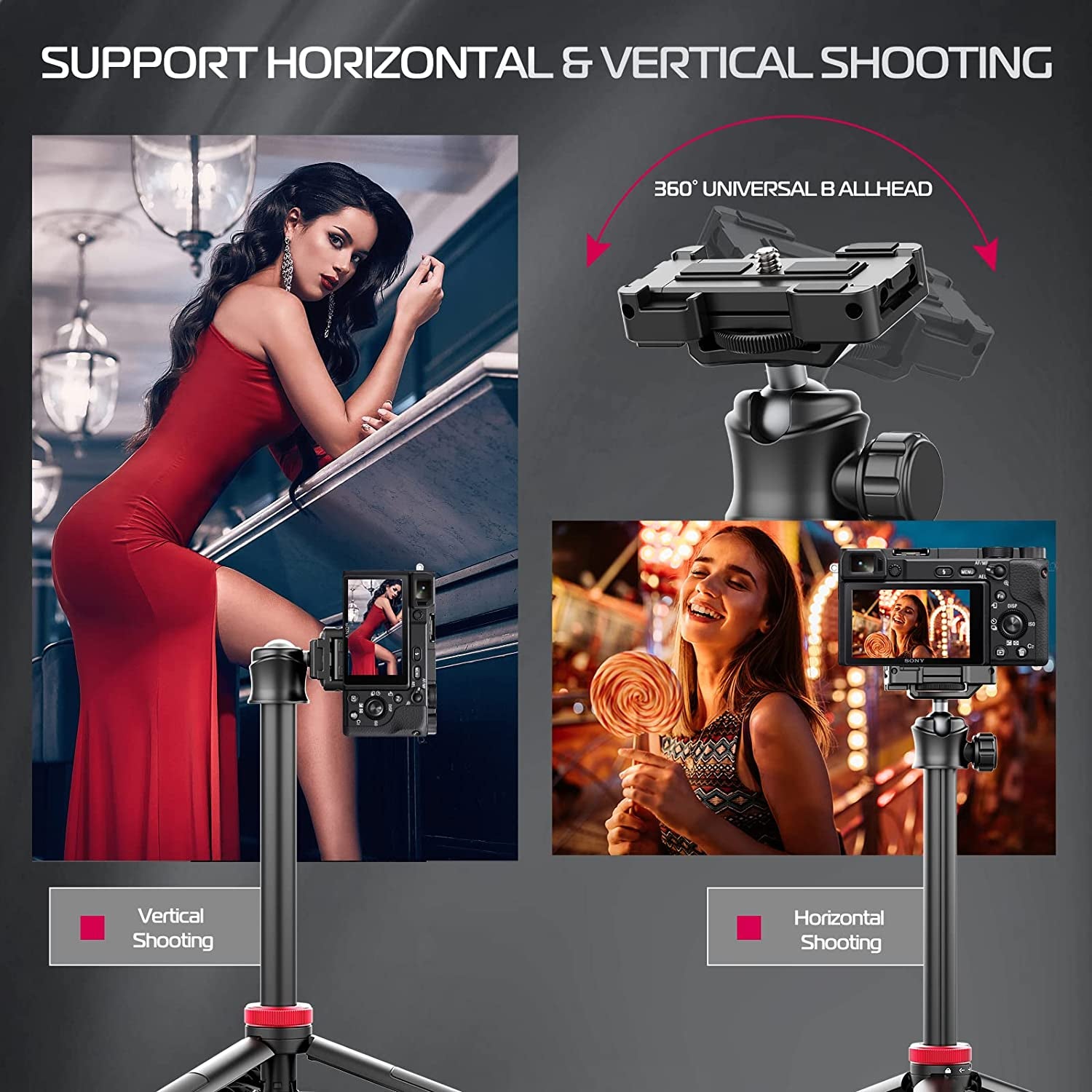 ULANZI MT-44 Extendable Phone Tripod, 59" Selfie Stick Phone Vlog Tripod Stand with 2 in 1 Phone Clip, 360° Ball Head Camera Tripod for Iphone Sony Canon Gopro, Lightweight for Travel  ULANZI   