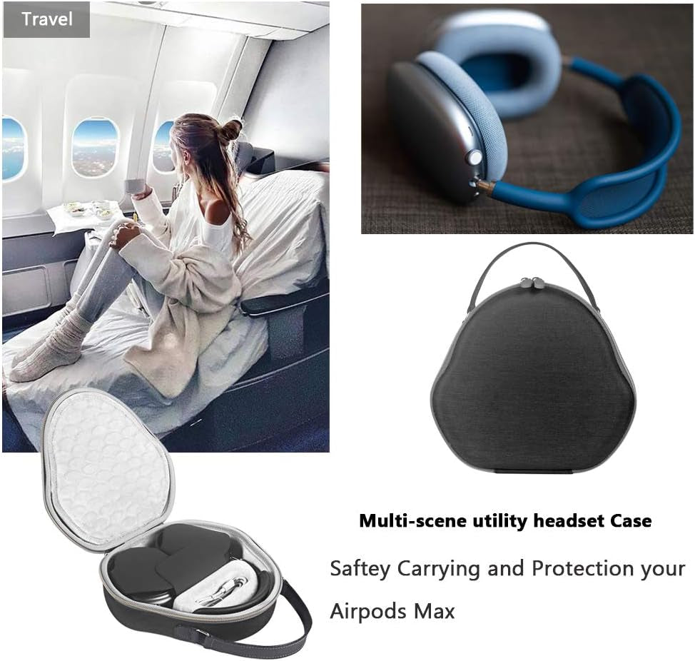 Pinson Hard Carrying Travel Case for Airpod Max Headphones, with Silicone Earpads Cover for Airpod Max (Black)  PINSO   