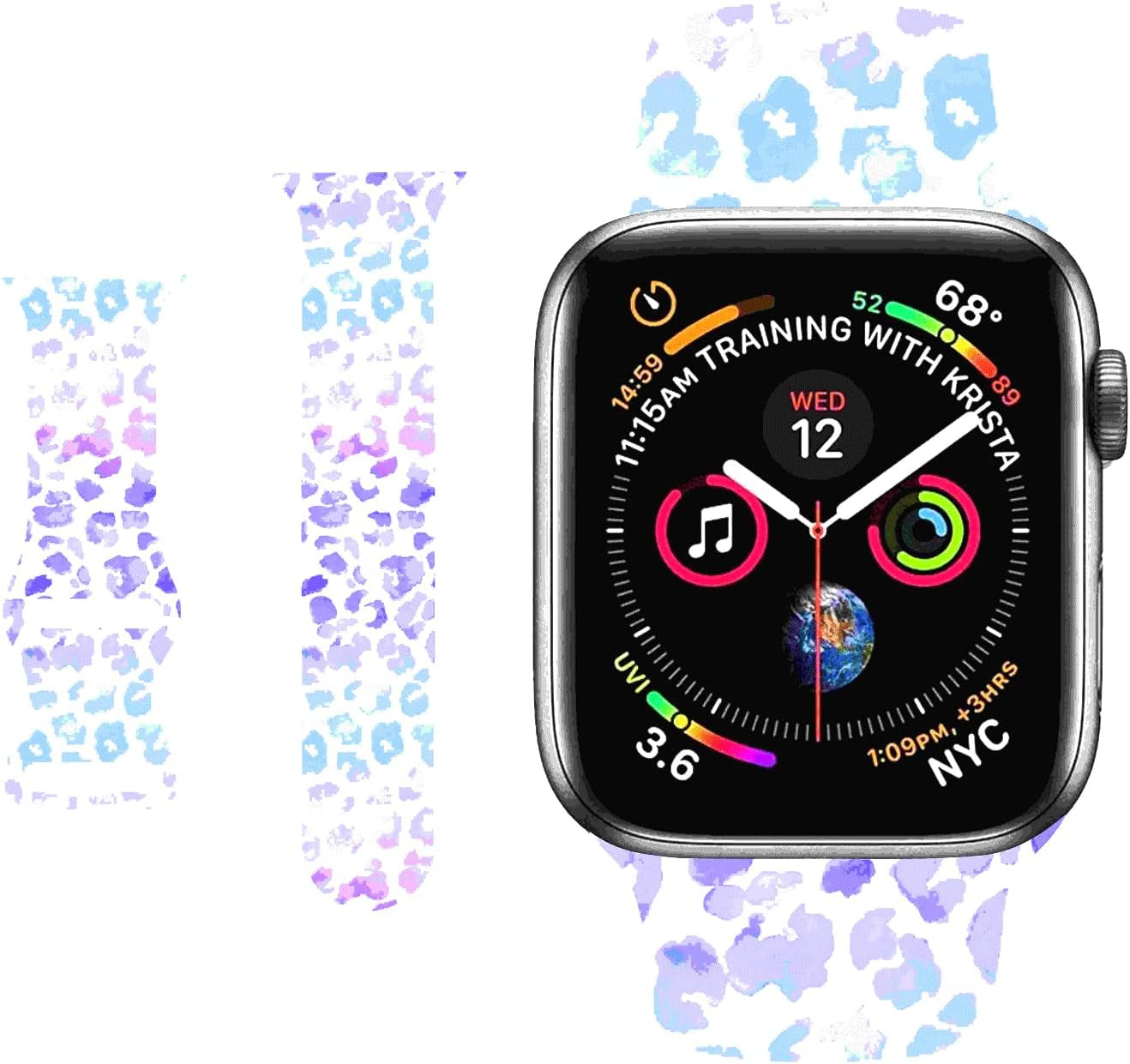 Hi-Yoohere Stylish Wild Leopard Printing Bands Compatible with Apple Watch 42Mm 44Mm 45Mm M/L, Bright Soft Silicone Wristband Strap for Iwatch SE & Series 7/6/5/4/3/2/1 for Girls Women (Color A12)  HYHMXB Color A2 42mm/44mm/45mm M/L 