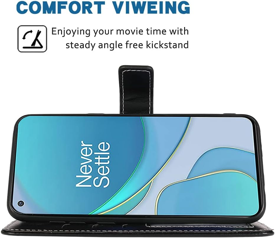 FDCWTSH Compatible with Oneplus 8T Oneplus8T plus 5G Wallet Case Wrist Strap Lanyard Flip Cover Card Holder Cell Phone Cases for One Plus8T on 1 plus 8Tplus 1Plus 8T+ One+ 1+ 1+8T Pro G5 Black  FDCWTSH   