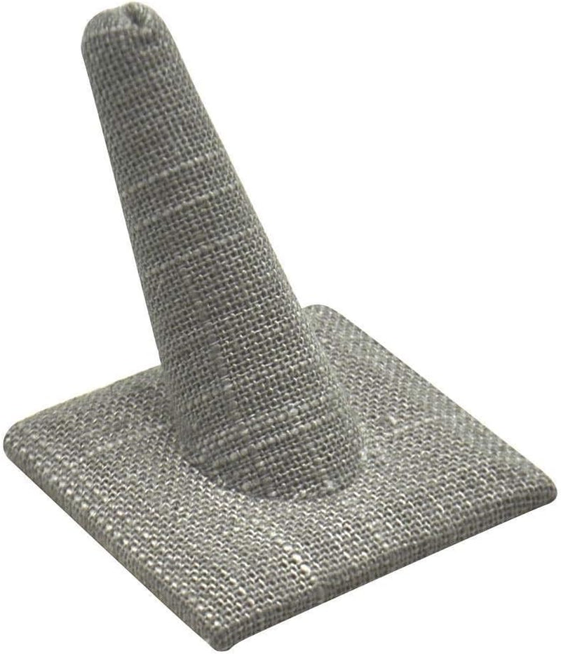 Novel Box® Single Finger Beige Linen Ring Stand Holder Jewelry Display 2X2X2 + NB Cleaning Cloth  Novel Box Grey Linen 1 (2X2X2") 