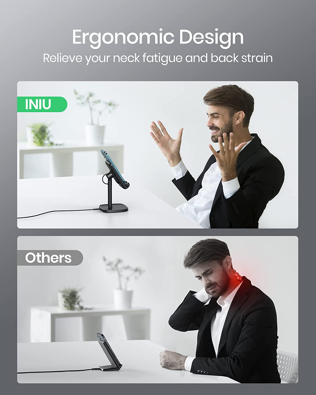 INIU Wireless Charger Stand, 15W Fast Wireless Charging Stand, Adjustable Angle Charger Dock Phone Holder, Wireless Charging Station Compatible with Iphone 14 13 12 11 Pro/Max Samsung S22 S21 Pixel  Shenzhen Topstar Industry Co.,Ltd.   