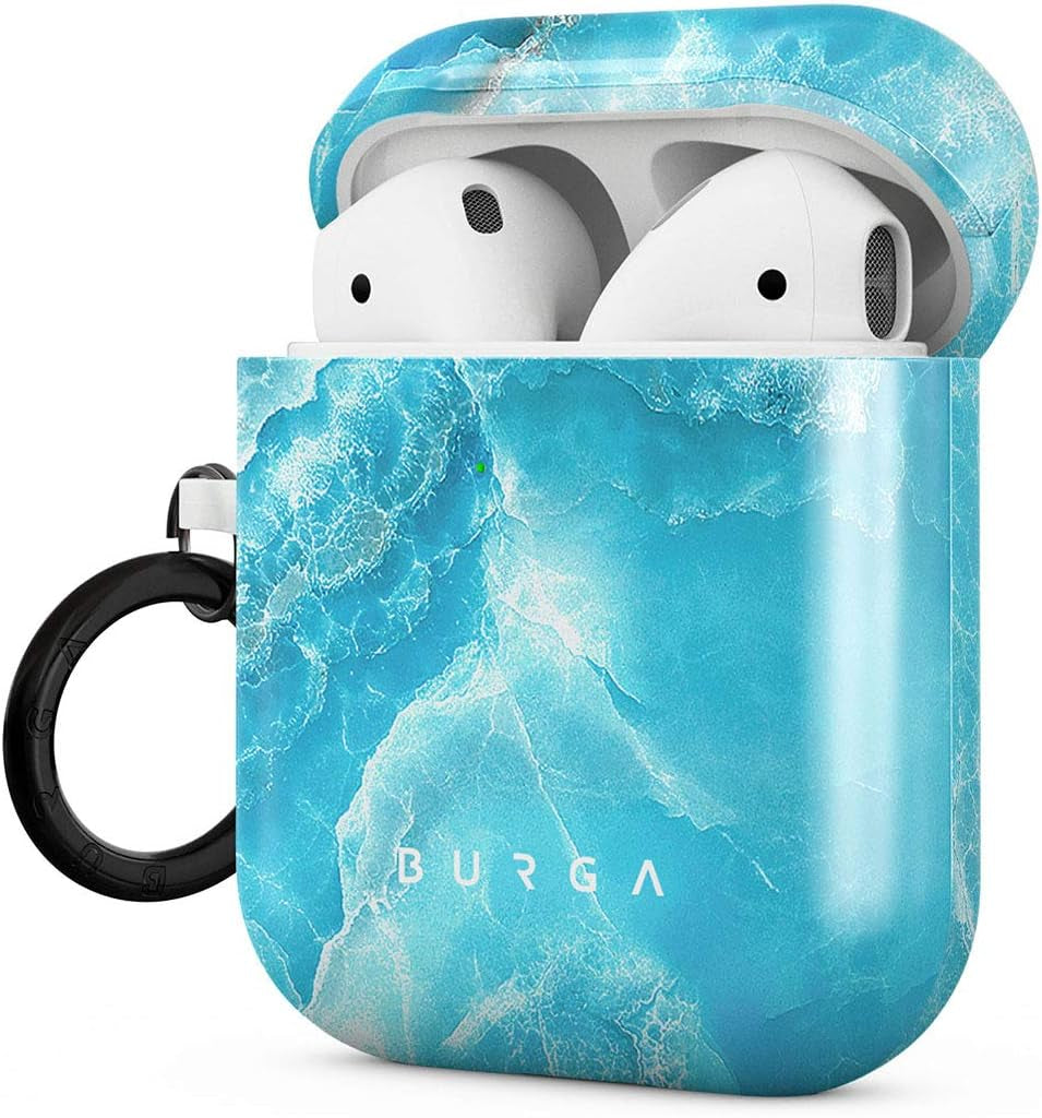 Burga Airpod Hardcase Compatible with Apple Airpods MAX Case, Sky Blue Mint Green Gold Dusts Marble Turquoise Azure Ocean Cute Case for Women, Protective Hard Plastic Case Cover  BURGA Ocean Waves Airpods 1&2 
