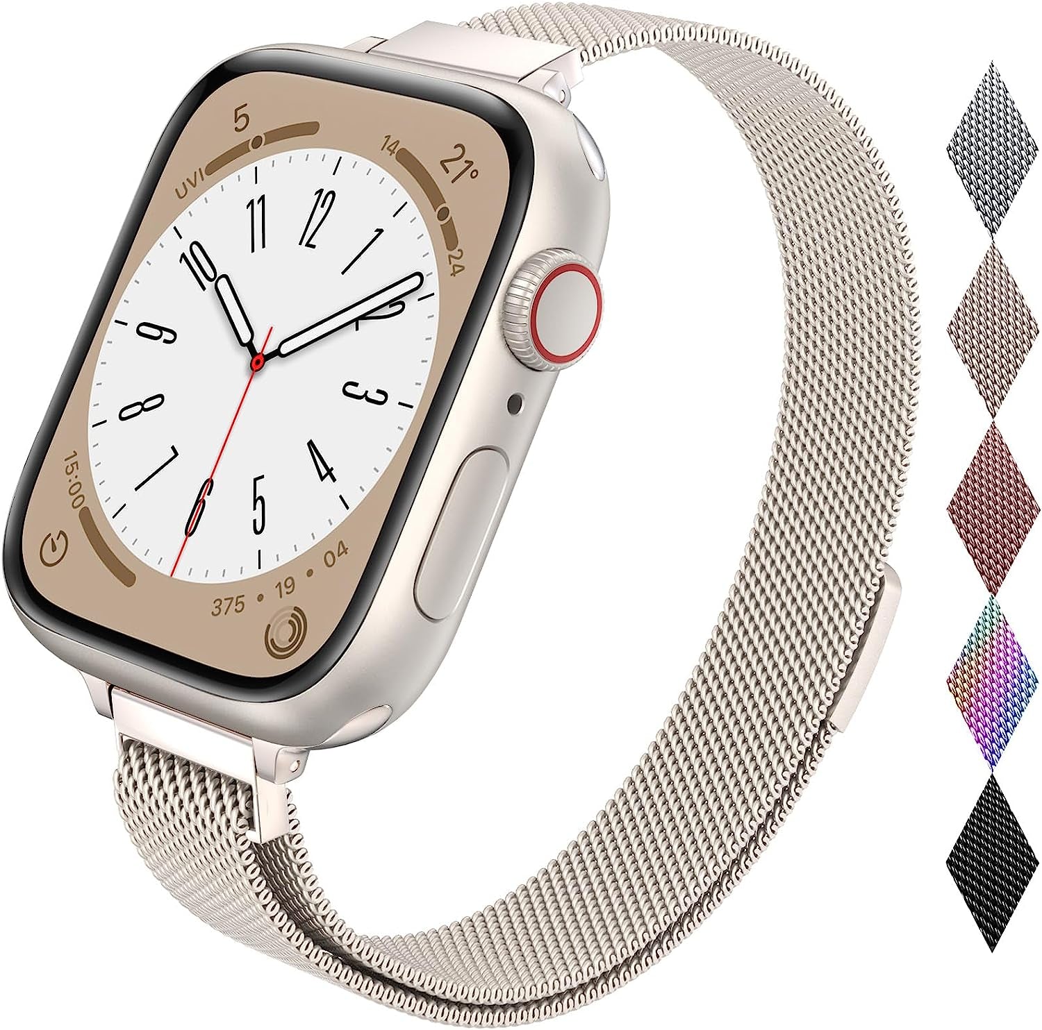 LELONG Women Slim Watch Band for Apple Watch 38Mm 40Mm 41Mm 42Mm 44Mm 45Mm, Stainless Steel Mesh Loop Magnetic Clasp Replacement for Iwatch Bands Series 8 7 SE 6 5 4 3 2 1  LELONG   