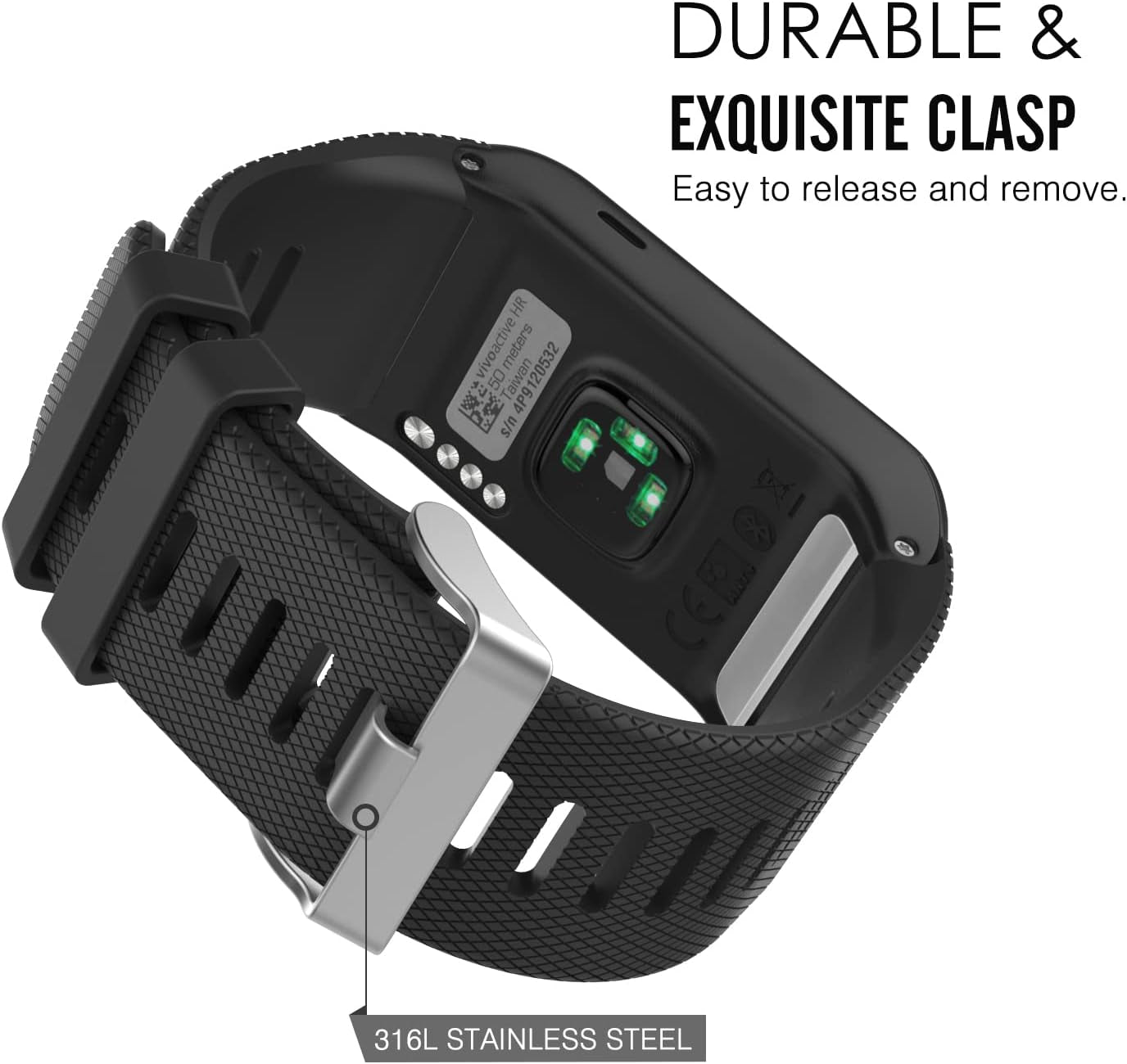 Moko Garmin Vivoactive HR Watch Band, Soft Silicone Replacement Watch Band ONLY for Garmin Vivoactive HR Sports GPS Smart Watch with Adapter Tools.  MoKo   