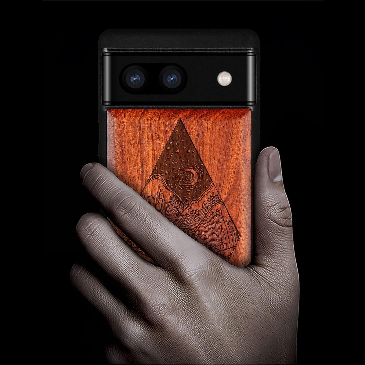 Carveit Wood Case for Pixel 6A Case 2022 [Natural Wood & Black Soft TPU] Shockproof Protective Cover Unique & Classy Wooden Case Compatible with Google Pixel 6A Case (Starry Night-Rosewood)  Carveit   