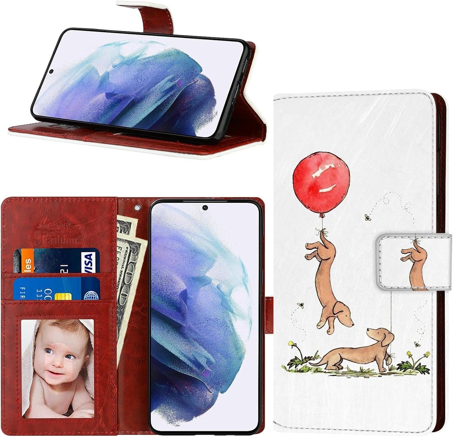 For LG G8 Thinq, Wallet Case Dragonfly Butterfly Phone Case Fit LG G8 Thinq 6.1 Inch Soft PU Leather Shockproof Flip Cover Card Slot with Wristbands for Women  Daobubu Dachshund Lg G8 Thinq 