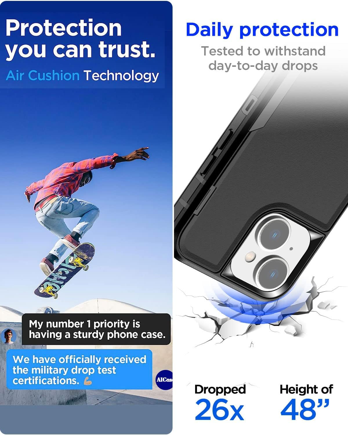 Aicase Magnetic Case for Iphone 14 Plus,Support Magnetic Car Mount Heavy Duty 2-Layer Pocket-Friendly Durable Military Grade Protection Shockproof/Dropproof Protective Cover for Iphone 14 plus 6.7"_1  AICase   