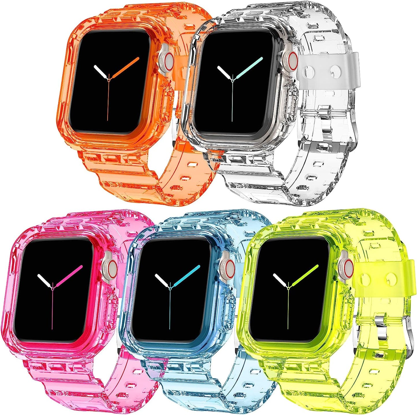 DABAOZA Compatible for Clear Apple Watch Band 45Mm 44Mm 42Mm 41Mm 40Mm 38Mm Ultra, Men Women Watch Band with Case Sport Jelly Transparent Strap for Iwatch Series 8 7 6 5 4 3 2 1 SE  DABAOZA   