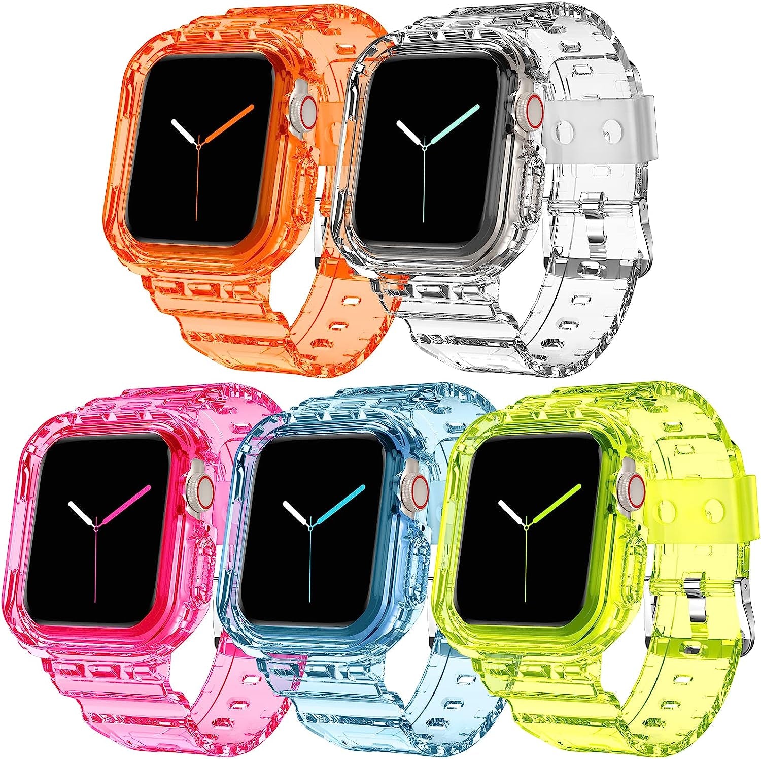 DABAOZA Compatible for Clear Apple Watch Band 45Mm 44Mm 42Mm 41Mm 40Mm 38Mm Ultra, Men Women Watch Band with Case Sport Jelly Transparent Strap for Iwatch Series 8 7 6 5 4 3 2 1 SE  DABAOZA   