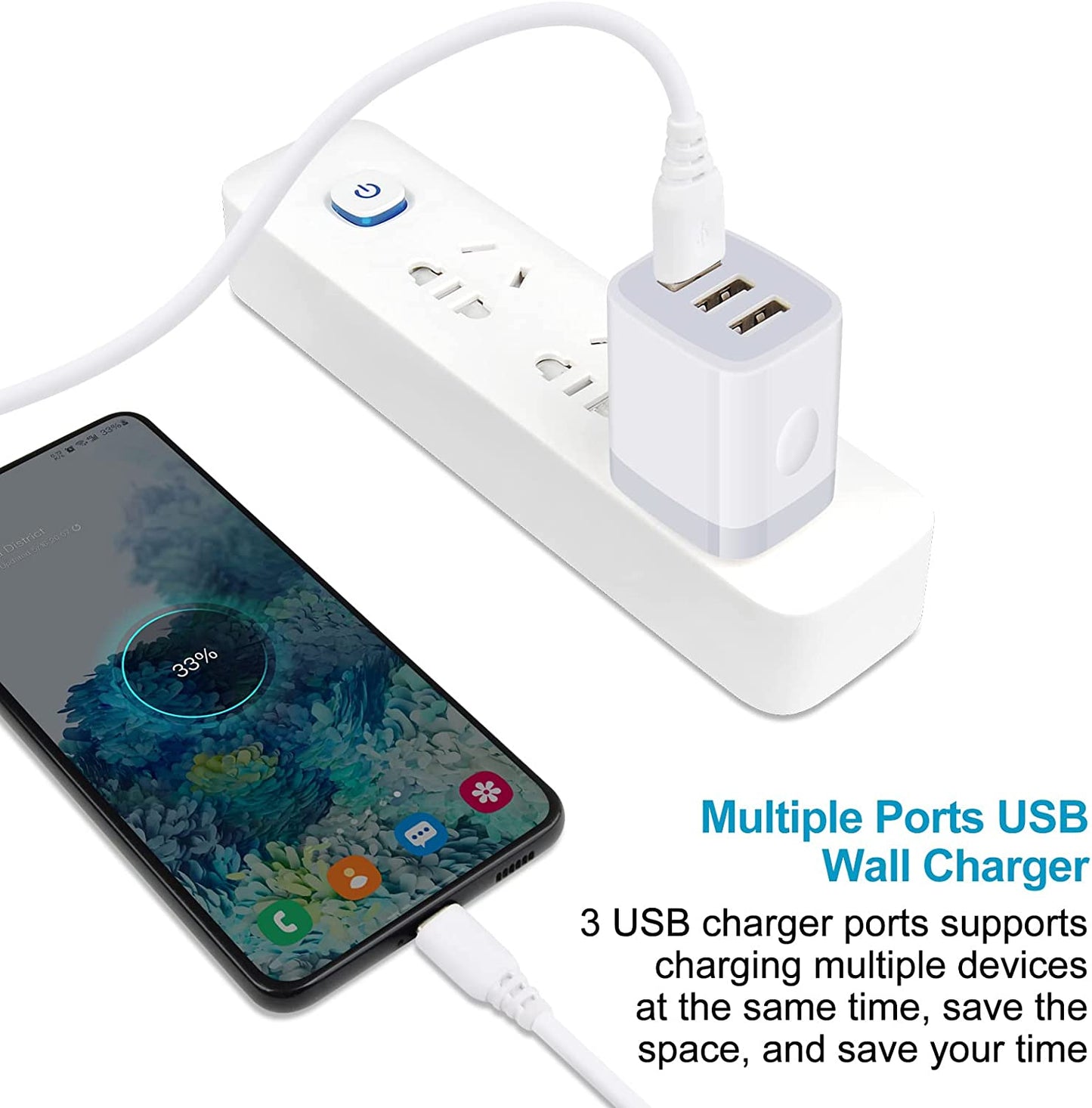 USB Wall Charger Adapter, 18W/3Amp Fast Multiple 3-Ports USB Plug Charger Block Cube Charger Box USB Brick Charging Base Compatible Iphone 14 13 12 11 Pro Max Xs XR X 8 7 6 Pad, Samsung, Android  Shenzhen Putuo Technology Co.,Ltd   
