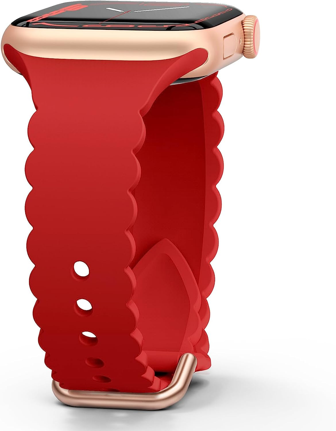 Sunnywoo Lace Silicone Band Compatible with Apple Watch Bands 38Mm 40Mm 41Mm 44Mm 42Mm 45Mm 49Mm, Women Soft Sport Strap Wristband Replacement for Iwatch Series Ultra 8 SE 7 6 5 4 3 2 1  Sunnywoo Red 42/44/45/49mm 