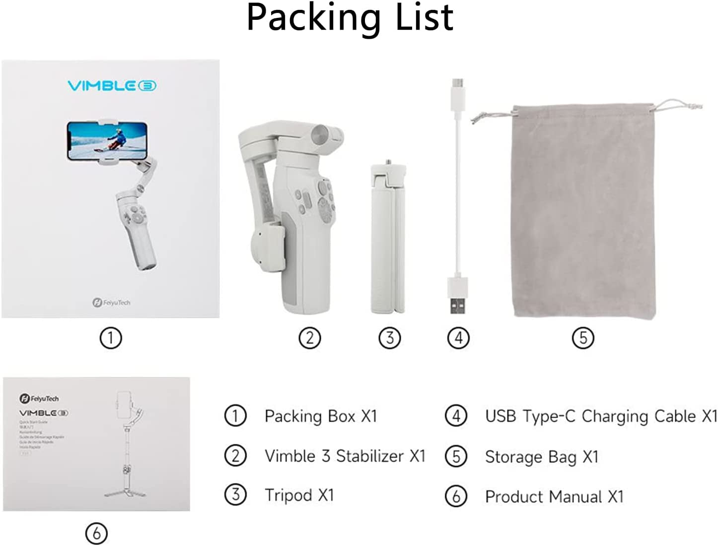 Feiyutech Vimble 3 [Official] 3-Axis Gimbal Stabilizer for Smartphone,7.8''Extend,Dial Ring Designed,Face/Object Track,Fits Iphone14 13 Pro/Max Samsung Android Cellphone Vlog,Youtube Tiktok,Tripod  Guilin FeiYu Technology Incorporated Company   