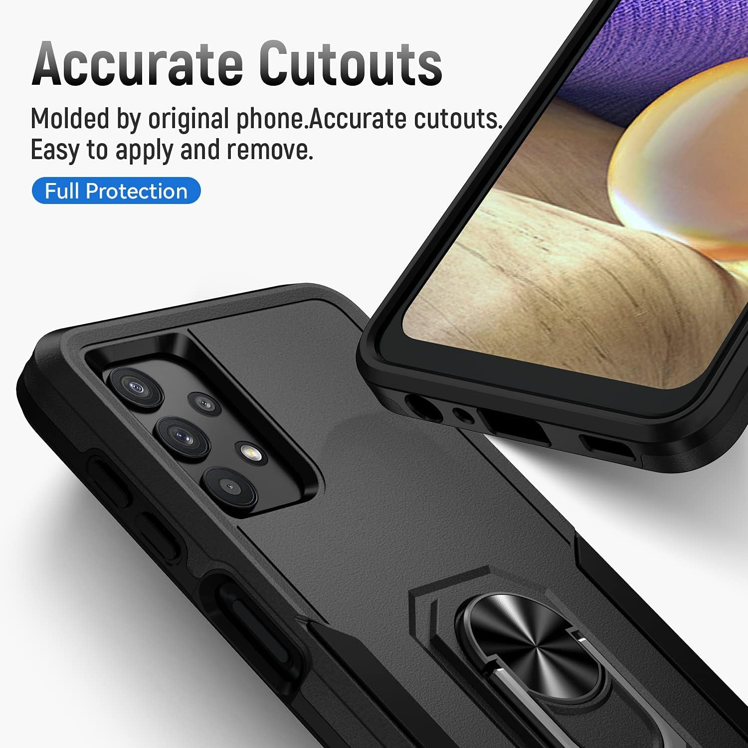 Niopiee for Galaxy A32 5G Case Heavy Duty Shockproof Armor Case Hybrid Rugged Protective Phone Cover for Samsung A32 Full Body Anti-Scratch Magnetic Kickstand with Glass Screen Protector Black  NIOPIEE   