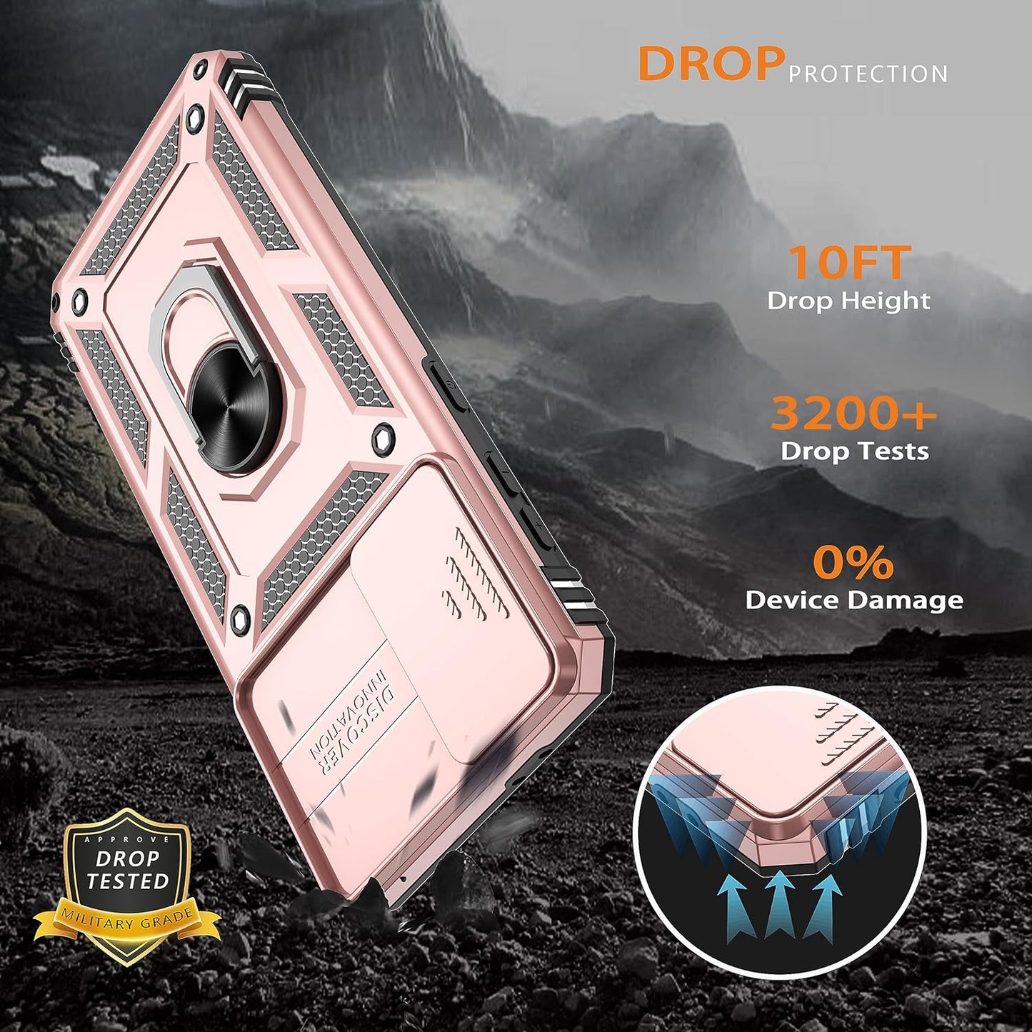 ATUMP for Galaxy S21 Case with HD Screen Protector, Build in 360° Magnetic Ring Holder Kickstand [Military Grade] Protective Case for Samsung Galaxy S21 Case 5G,Rose Gold  Atump   