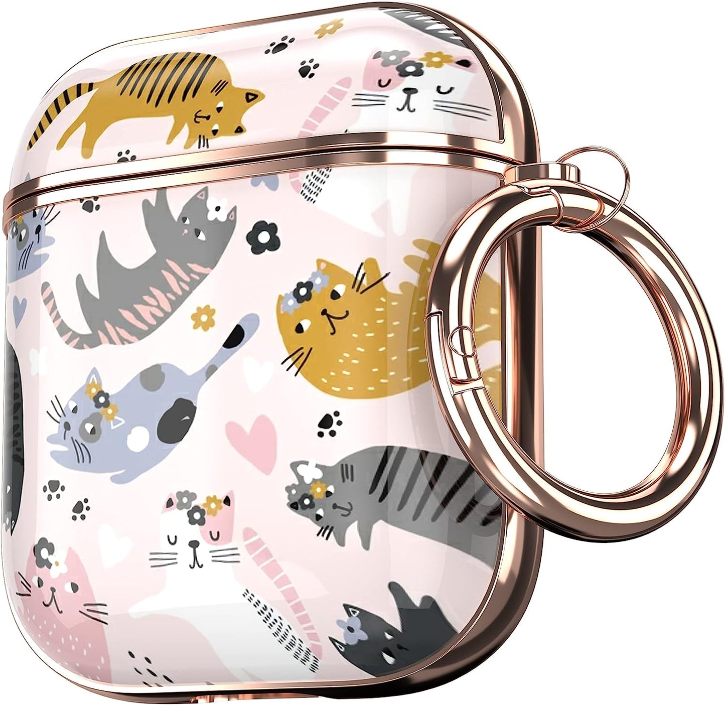 Maxjoy for Airpods Case Cover, Flower Airpod Case Hard Protective Shockproof Cute Air Pod 2 Case for Women Men with Keychain Clip for Airpod 2Nd 1St Generation Charging Case 2&1, Floral  Maxjoy Pink + Grey  