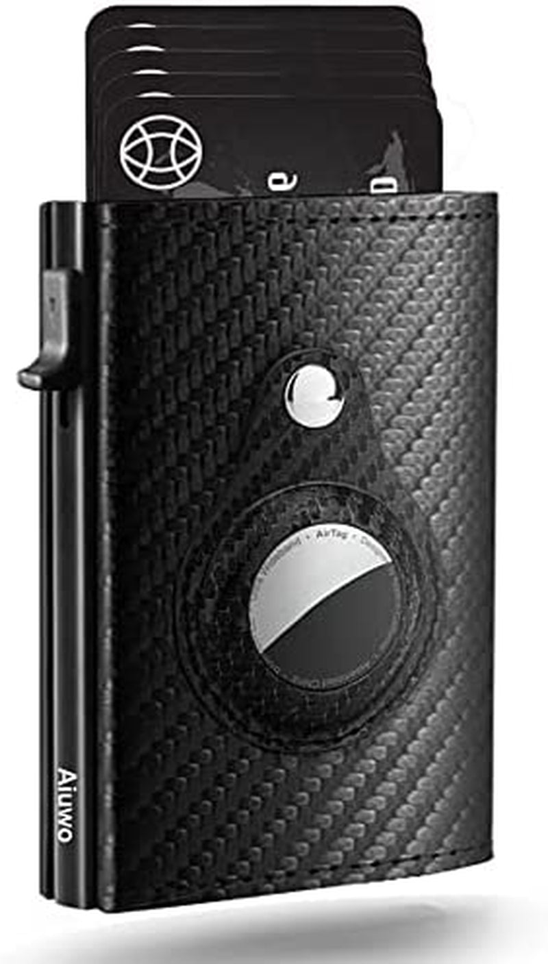 Aiuwo Mens Slim Wallet with Money Clip RFID Blocking Credit Card Holder Minimalist Wallet for Men with Gift Box  Aiuwo Carbon Leather for AirTag  