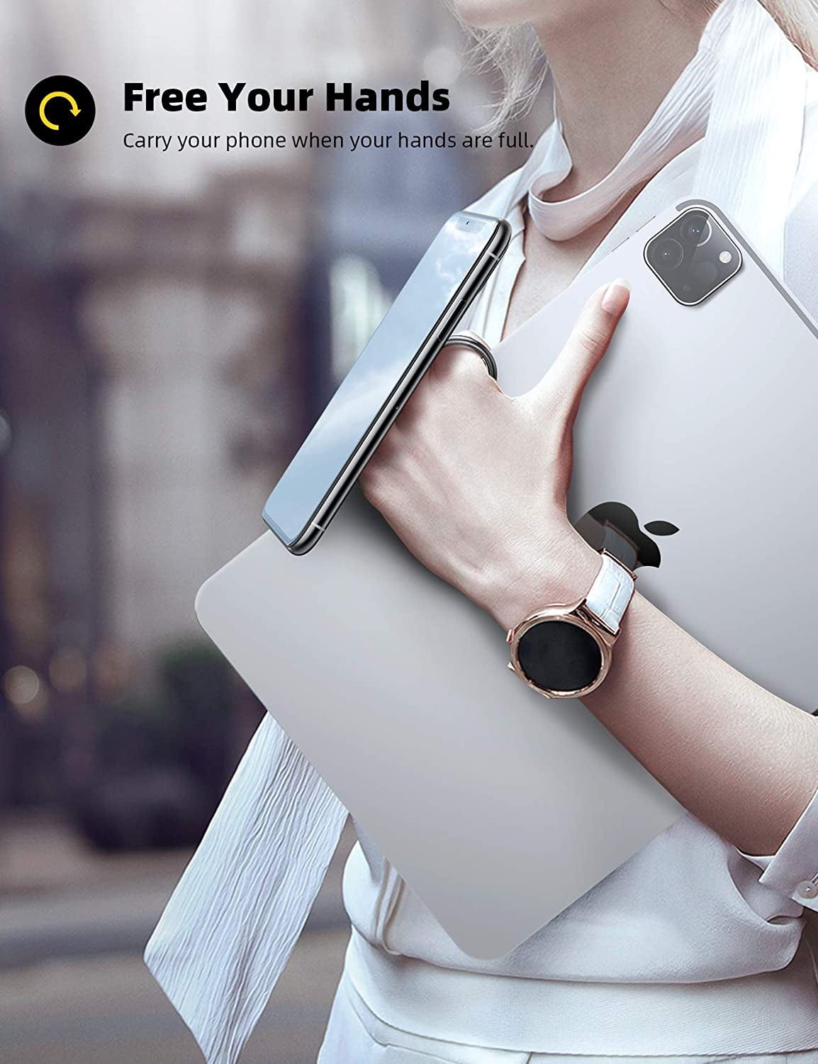 Cell Phone Ring Holder Finger Stand - Lamicall Phone Kickstand, Metal Grip Hook Work with Magnetic Car Mount, Compatible with Iphone 14 13 12 Mini 11 Pro Xs Max XR X 8 Plus, Smartphone Accessories BLK  Lamicall   