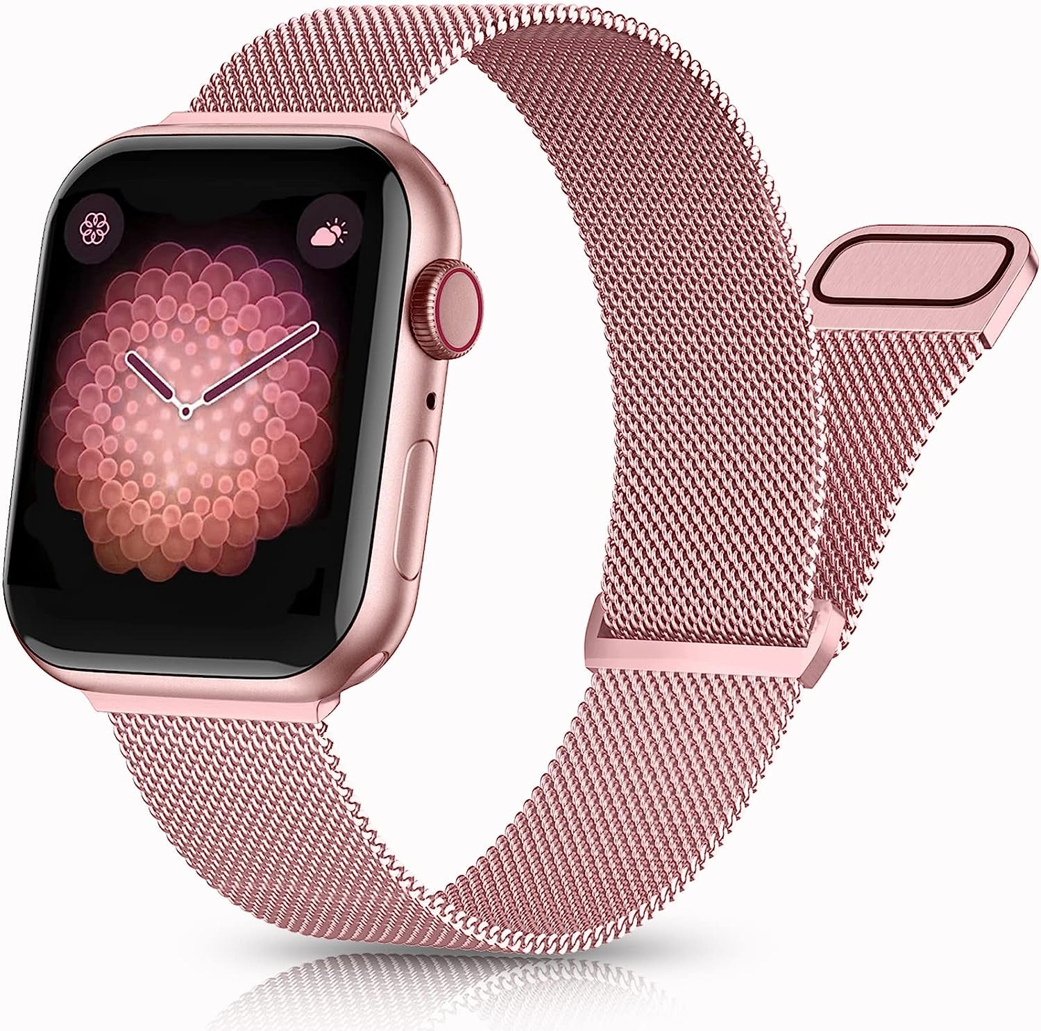 Rabini Magnetic Bands Compatible with Apple Watch Band 40Mm Women 38Mm 41Mm 42Mm 44Mm 45Mm 49Mm Men, Stainless Steel Mesh Metal Adjustable Sport Strap Wristband Iwatch Series 8 7 6 5 4 3 2 1 SE Ultra  Rabini 3-Rose Pink 42mm/44mm/45mm/49mm 