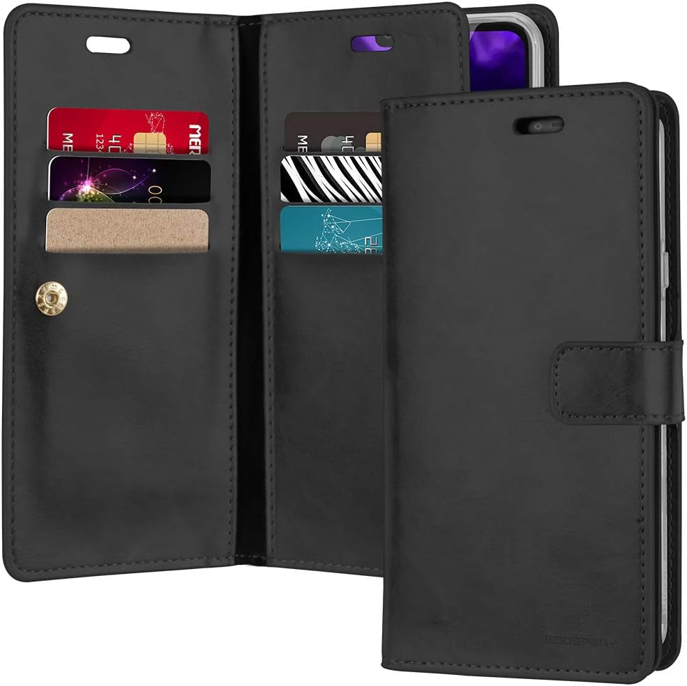 GOOSPERY Mansoor Wallet for LG V40 Thinq Case (2018) Double Sided Card Holder Flip Cover (Navy) LGV40-MAN-NVY  GOOSPERY Black  