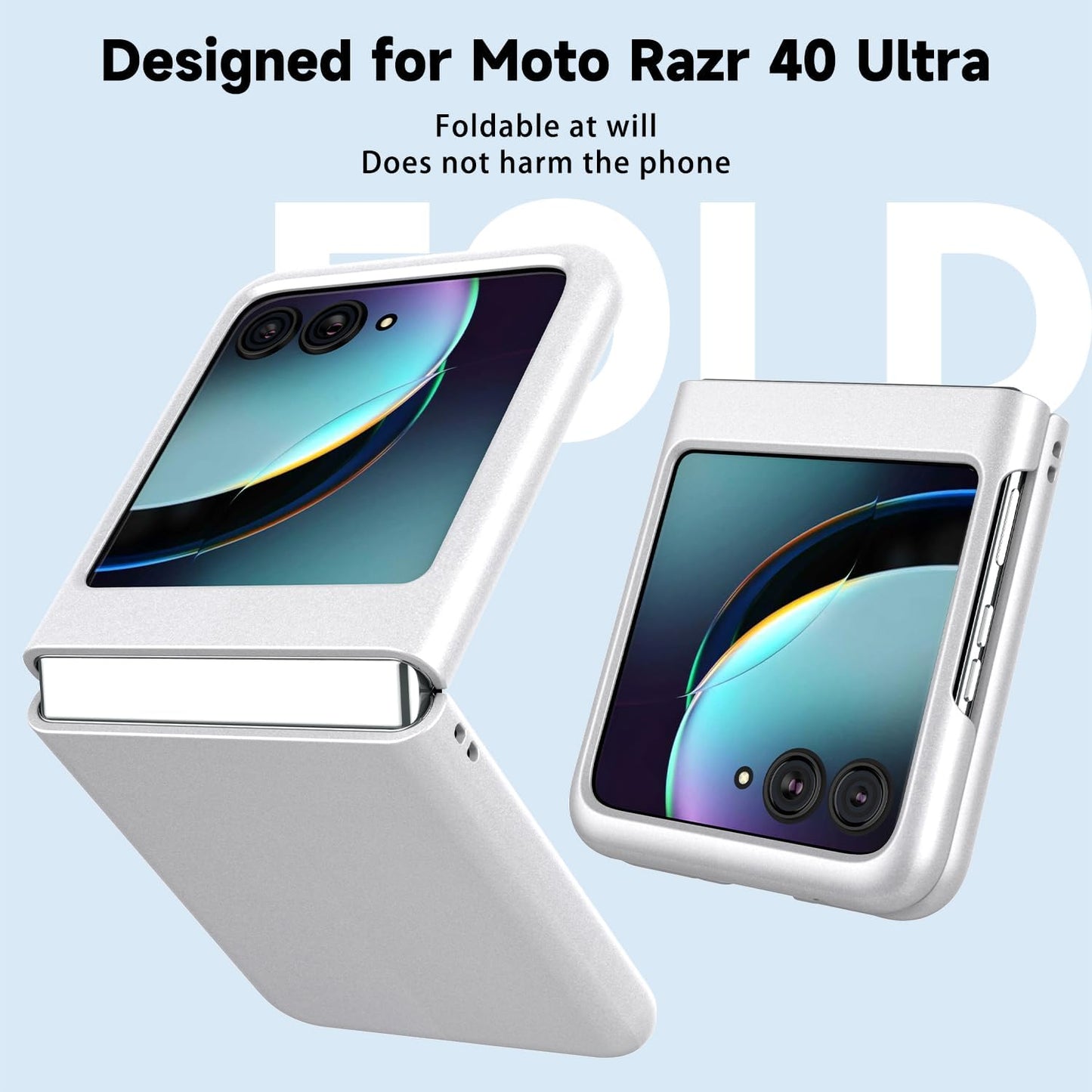 Redluckstar Case for Motorola Razr plus 2023,Thin Slim Fit Matte PC with Non-Slip Full-Body Protection Built in Screen Protection Phone Cover for Moto Razr+ 2023 (Silver+Built in Screen Protector)  redluckstar   