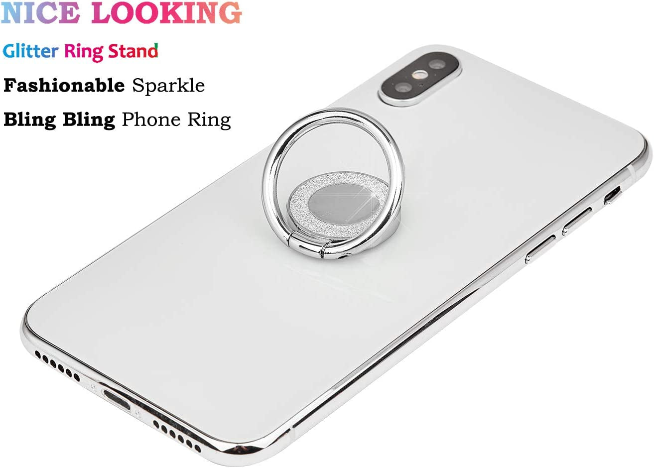 Lenoup Glitter Bling Bling Phone Ring Holder,Sparkle Phone Ring Kickstand, Cell Phone Finger Ring Grip for Almost All Phones/Pad(Silver)  lenoup   