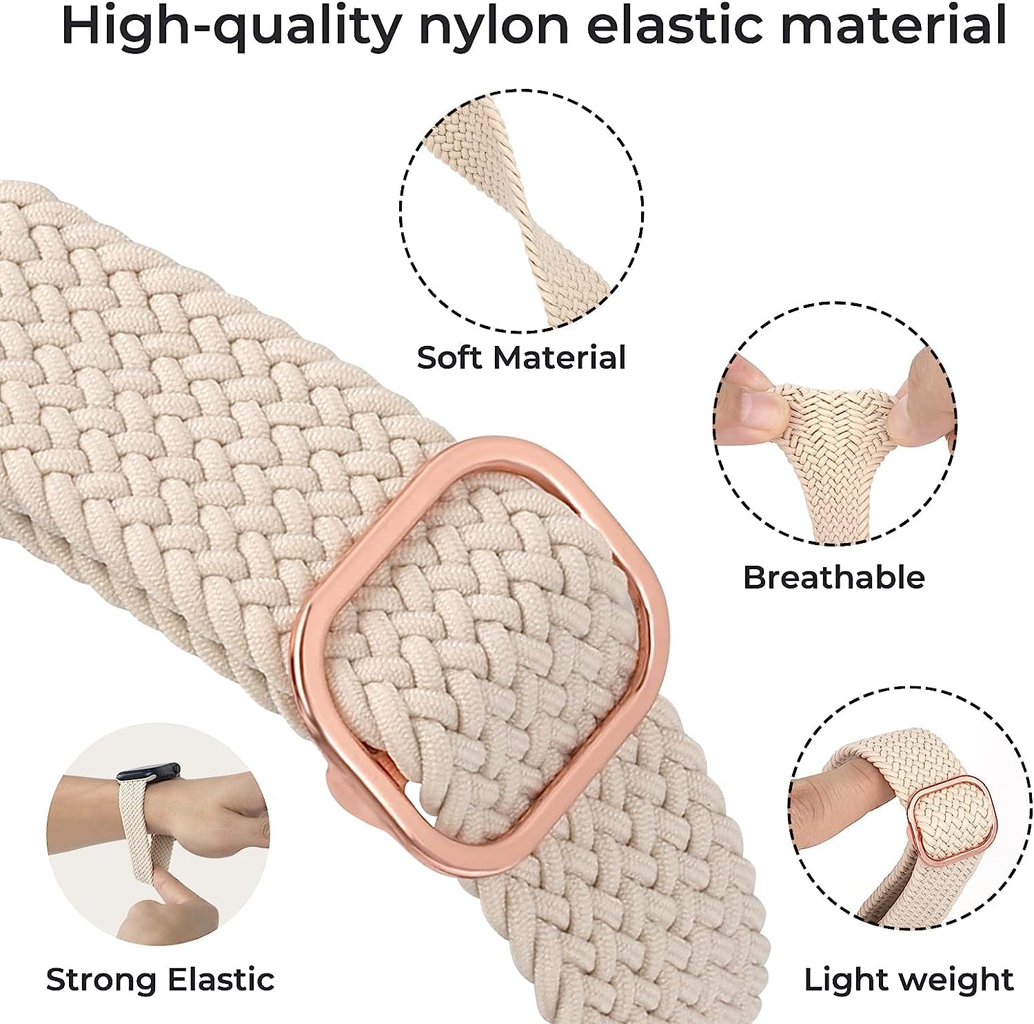 Stretchy Braided Solo Loop Compatible with Apple Watch Bands 38Mm 40Mm 41Mm 42Mm 44Mm 45Mm for Women Men Adjustable Straps Elastic Sport Wristbands for Iwatch Series 8 7 6 SE 5 4 3 2 1 Ultra  MBNIBNVT   