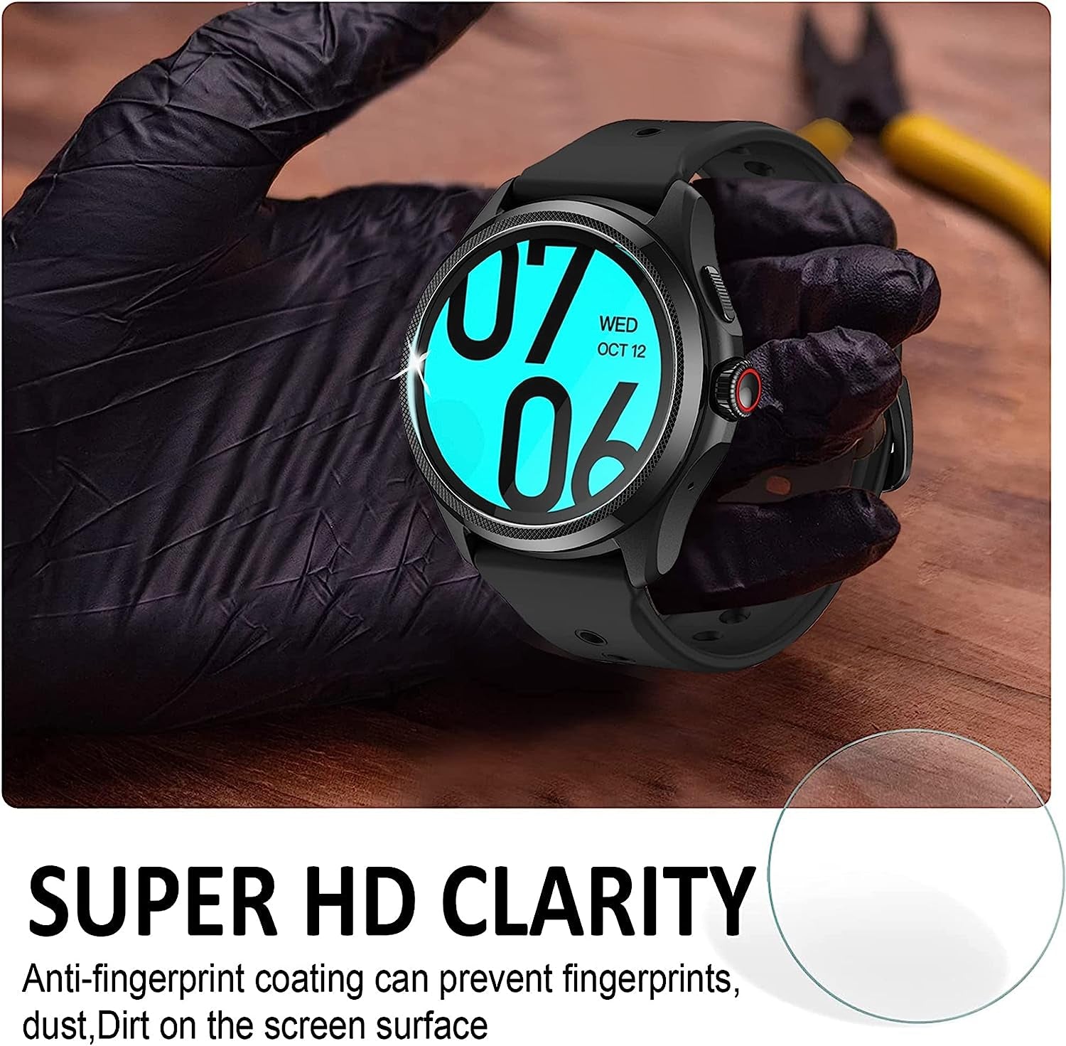 Lamshaw Compatible for Ticwatch Pro 5 Screen Protector, [3 Pack] 9H Tempered Glass Screen Protector Film Compatible for Ticwatch Pro 5 Android Smartwatch (3 PACK)  lamshaw   