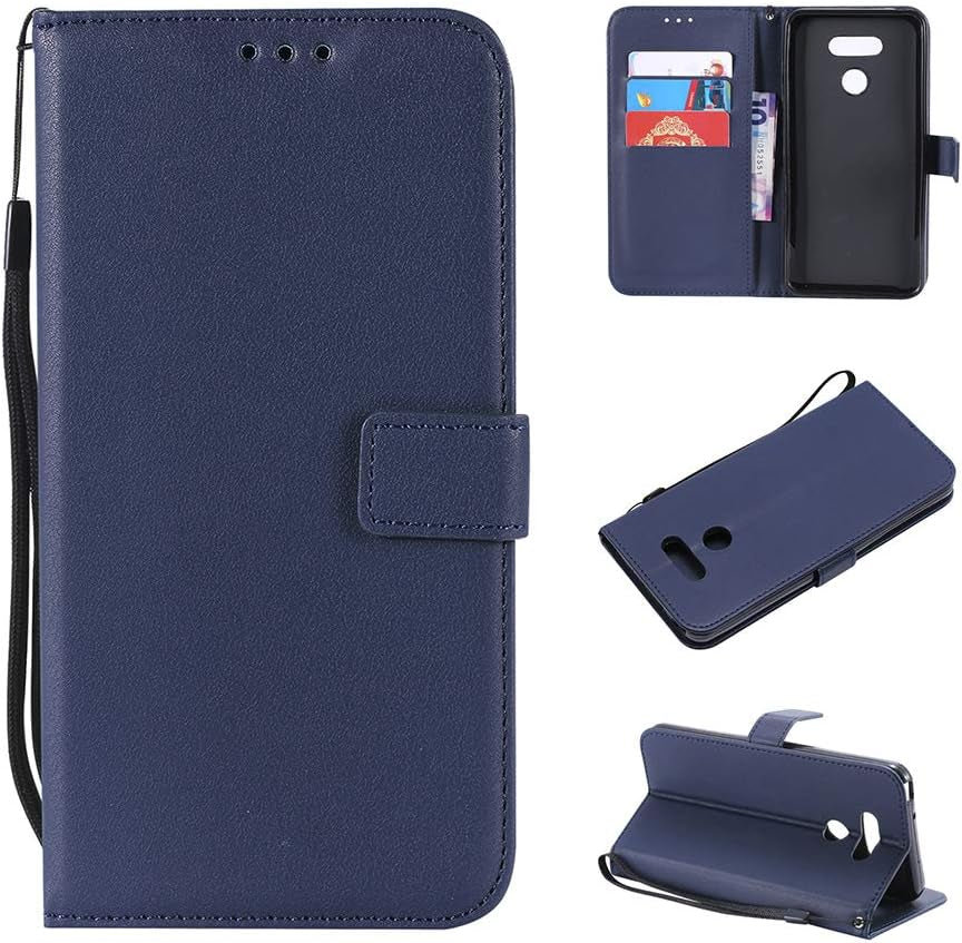 Asuwish Leather Wallet Phone Case for LG G6 with Credit Card Holder Slot Kickstand Folio Flip Cover Full Body Protective Cell Accessories LGG6 G 6 plus LG6 Thinq G6+ VS988 H871 Women Men Girls Blue  NSS   