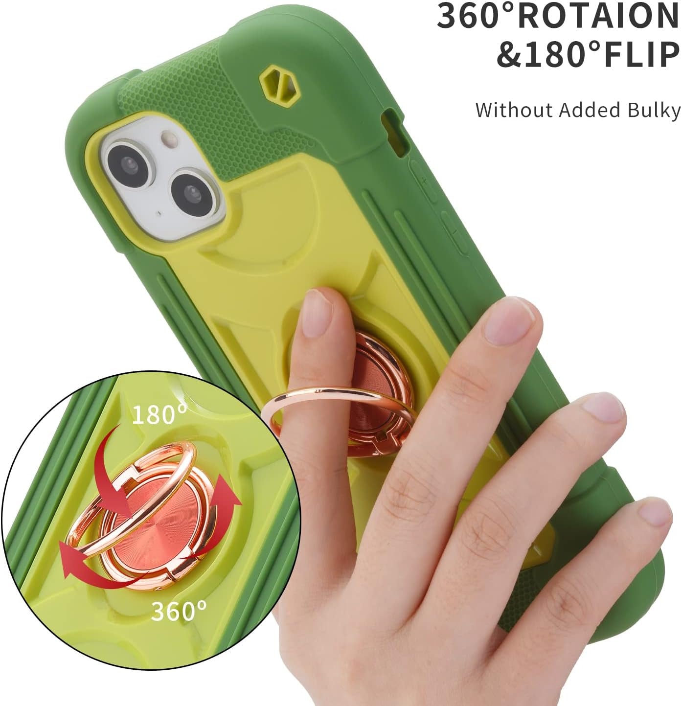 MARKILL Compatible with Iphone 14 plus Case 6.7 Inch with 360 Degree Rotate Ring Stand, Military Grade Drop Protection Full Body Rugged Heavy Duty Protective Cover for Iphone 14 Plus. (Avocado)  MARKILL   