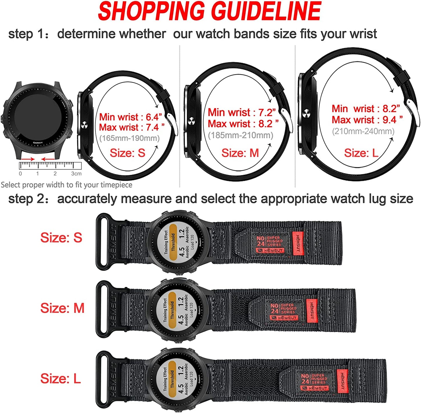 Compatible with Garmin Watch Band, Super Rugged Extral Long Nylon Sports Strap with Woven Loop Design for Fēnix/Forerunner/Vivoactive/Approach/Marq/Quatix/D2 Series, Tough Replacement Band for Men Women  SMITHA   