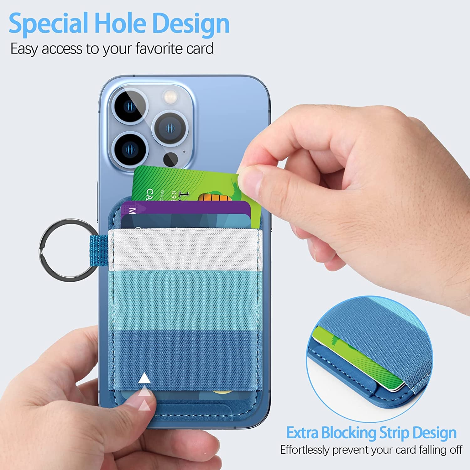 Magnetic Card Wallet Holder for Apple Magsafe, Magsafe Wallet for Iphone 14 Iphone 13 Iphone 12 Magsafe Leather Wallet, Magnetic Card Holder for Back of Iphone 14/13/ 12 Series, Fit 7 Cards, Blue  ExtreLife   