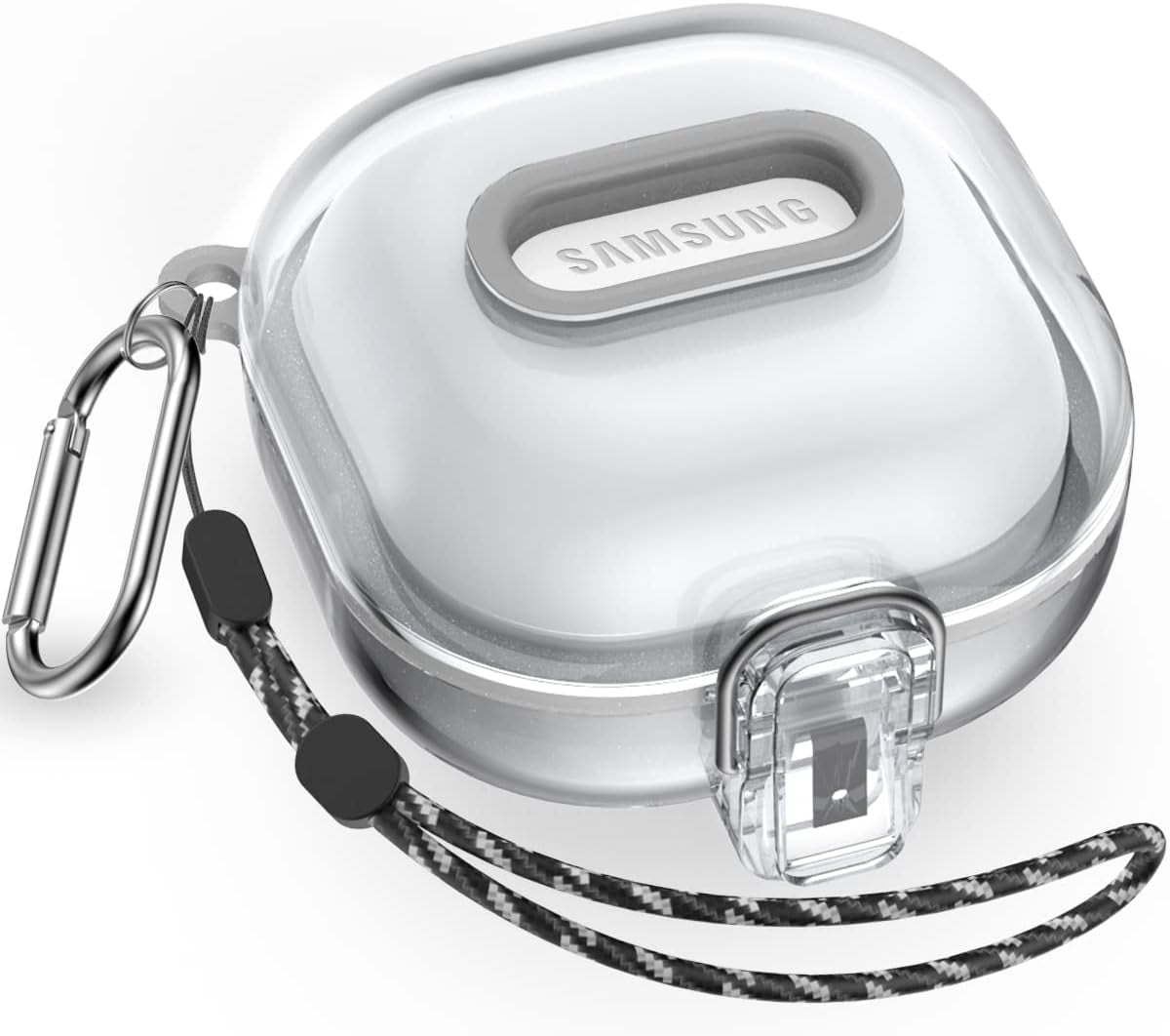 QIUDAOY [Clear Case with Lock] Samsung Galaxy Buds 2 Case/Galaxy Buds Pro 2 Case/Galaxy Buds Live Case/Galaxy Buds Pro Case with Lanyard/Keychain Accessories, Hard Clear Case Protector Shell Cover  QIUDAOY   